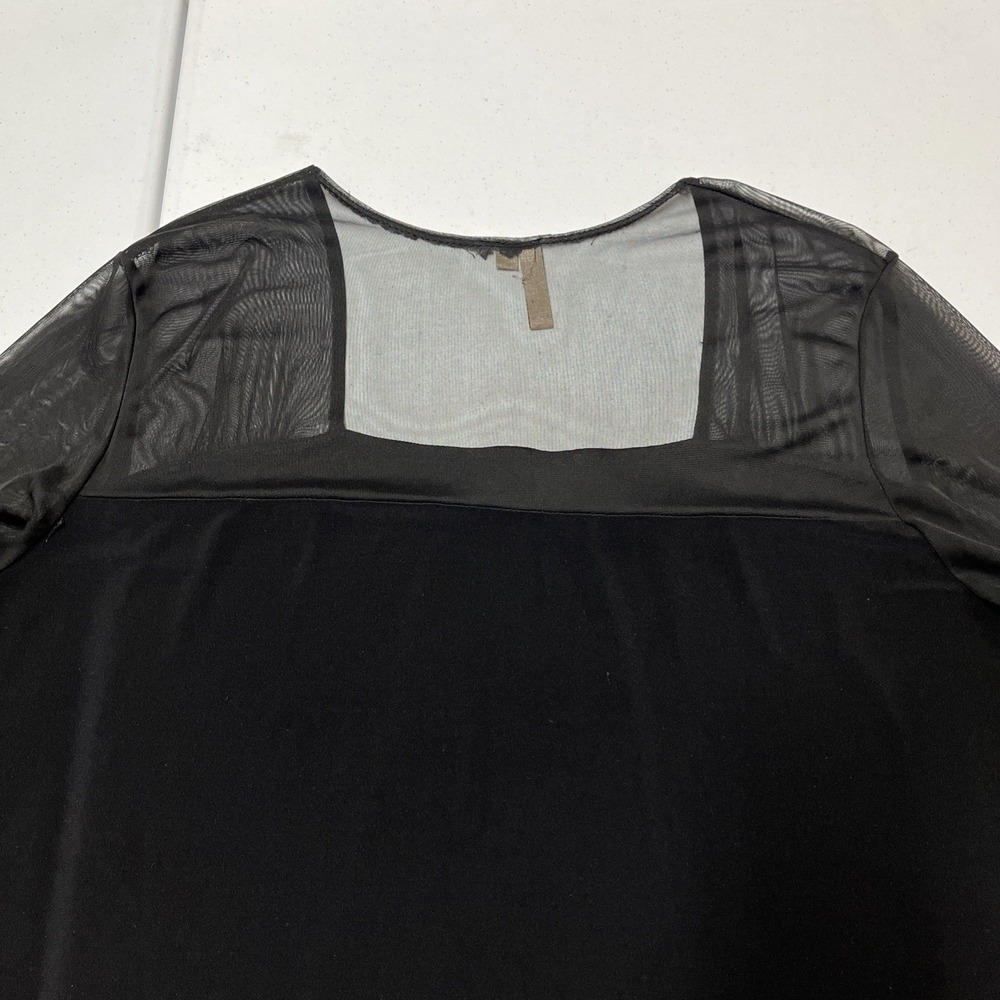 Susan Lawrence Top Womens 3X Black Jersey Knit Sheer Sleeves Neck Witchy Whimsy - Picture 12 of 12